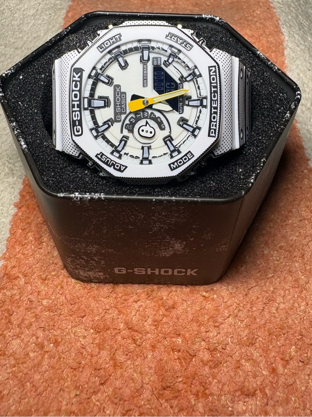 G-Shock White Resin Men's Watch with Yellow Hands